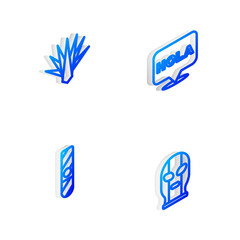 Set Isometric line Hola, Agave, Cigar and Mexican wrestler icon. Vector. © vector_v