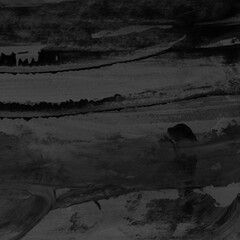 Modern contemporary acrylic background. Black texture made with a palette knife. Abstract painting on paper. Mess on the canvas.