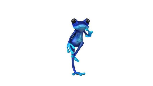 Fun 3D cartoon blue frog dancing