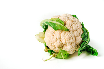Cauliflower on a white background, the concept of healthy lifestyle and nutrition