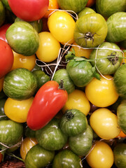 different variety of tomato in a supermarket