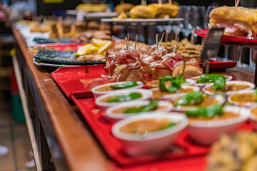 Typical tapas in a pub in Spain