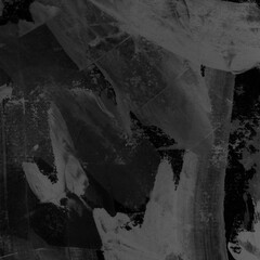Modern contemporary acrylic background. Black texture made with a palette knife. Abstract painting on paper. Mess on the canvas.