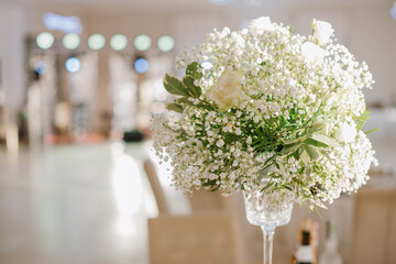 Beautiful flowers decoration in wedding hall