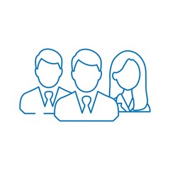 A group of professionals. Directory of specialists. Vector linear icon isolated on white background.