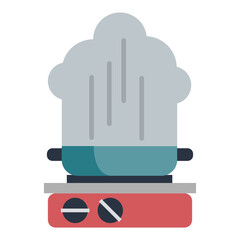 Cooking icon. Pan. Steam. Vector Illustration. 