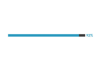 92% loading icon, 92% Progress bar vector illustration