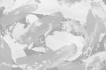 Modern contemporary acrylic background. White texture made with a palette knife. Abstract painting on paper. Mess on the canvas.