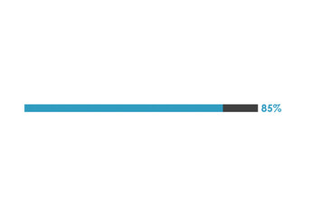 85% loading icon, 85% Progress bar vector illustration