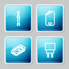 Set line Screwdriver, Glass screen protector, Mobile with broken and Charger icon. Vector.