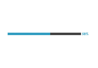 58% loading icon, 58% Progress bar vector illustration