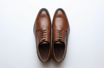 Wedding shoes on white background, top view