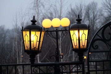 Fototapeta na wymiar Vintage street lights in the park