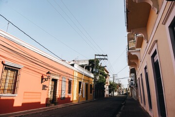 Fototapeta na wymiar Street in the old town Santo Domingo, Dominican Republic