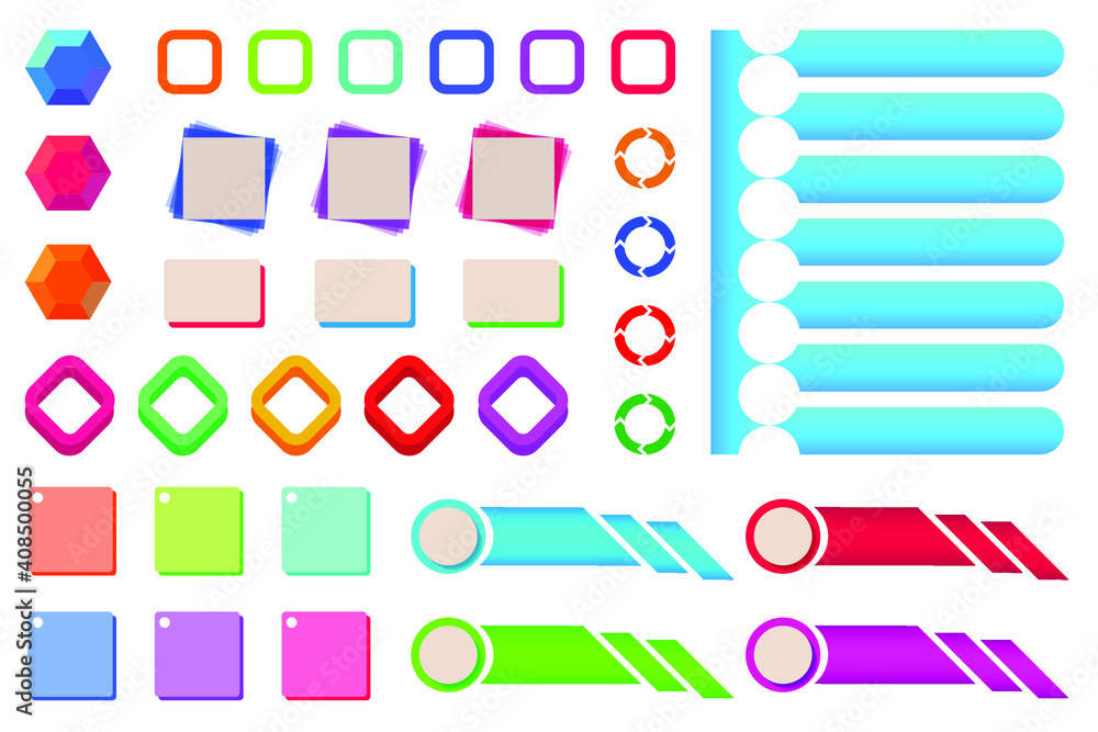 Poster vector geometric flat design elements. infographic flat shapes collection. colorful infographic elem