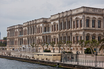 Chiragan Palace building of the palace of Sultan Abdul Aziz view from the Bosphorus Strait Istanbul...