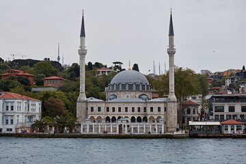 Fototapeta na wymiar Beylerbeyi Mosque 1778 view from the Bosphorus Strait Istanbul 12 May 2017