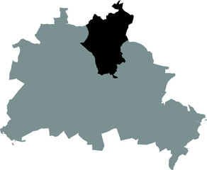 Black location map of Berliner Pankow borough (bezirk) inside gray map of Berlin, Germany