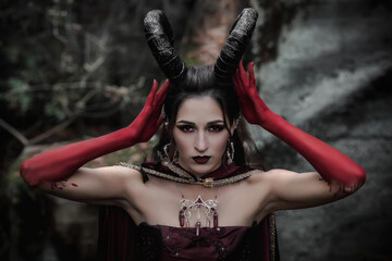 Naklejka premium Dark fairy in the forest