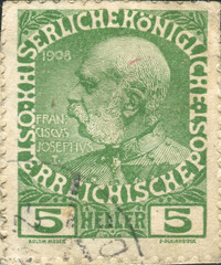 AUSTRIA - CIRCA 1908: stamp printed by Austria, shows Franz Josef