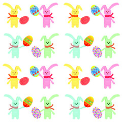 Easter seamless pattern. Easter egg rabbit , chicken just in.