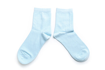 colored socks from thin jersey isolated on a white background.
