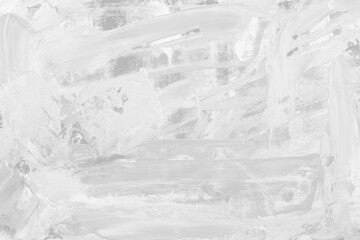 Modern contemporary acrylic background. White texture made with a palette knife. Abstract painting on paper. Mess on the canvas.