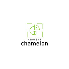 Chameleon camera logo vector icon illustration template