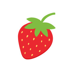 Red strawberry vector cartoon style icon, illustration.