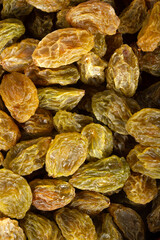 Dried yellow grapes. Healthy eating.