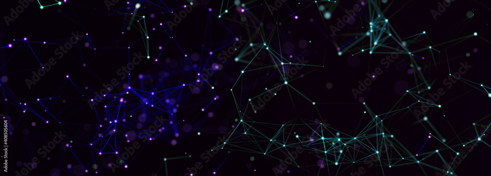 Aufkleber Digital technology background. Network connection dots and lines. Futuristic background for presentation design. 3d