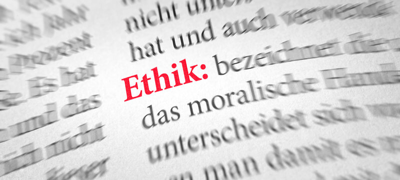 W&ouml;rterbuch mit dem Begriff Ethik