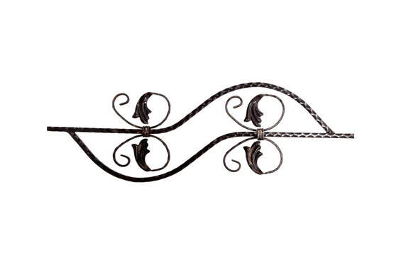 ornamental wrought iron detail, dark metal, leaves clip art preview