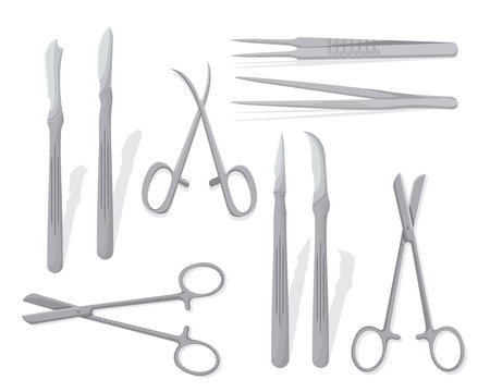 Medical tools vector design. Surgical equipment with realistic design style