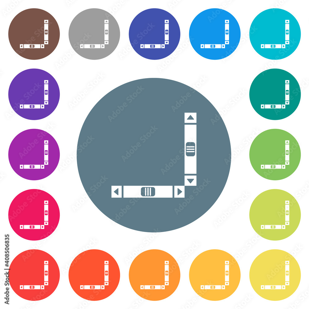Poster vertical and horizontal scroll bars flat white icons on round color backgrounds