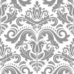 Classic seamless vector silver pattern. Damask orient ornament. Classic vintage silver background. Orient ornament for fabric, wallpaper and packaging