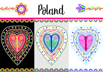 Heart of Poland - ethnic logo - obrazy, fototapety, plakaty