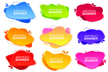 Set of templates for logo design, flyers or presentations isolated on white background. Colored graphic banners with flowing liquid shapes. Vector illustration