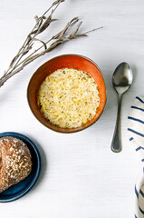 onion soup on a white background