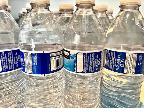 FRESNO, UNITED STATES - Jan 25, 2021: A Case Of Costco Bottled Water