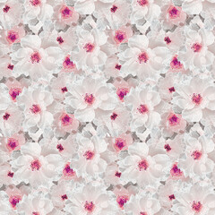 Seamless retro floral pattern. Delicate white-pink flowers.