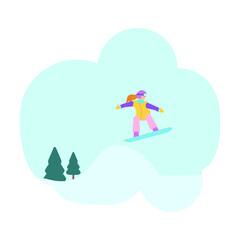 snowboarding on white background