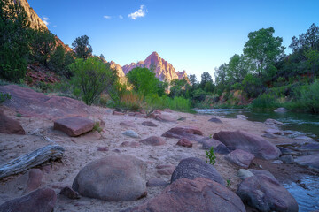 the watchman from parus trail in zion national park, usa