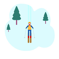 man practicing alpine skiing in mountain