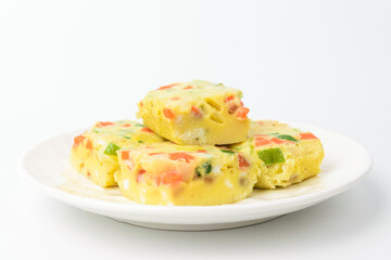 Steamed egg on white background