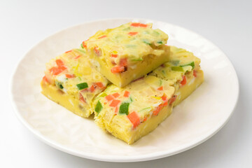 Steamed egg on white background