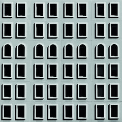 Monochrome vector designs of architectural buildings. Appearance and models in case of black and white shade. shadow