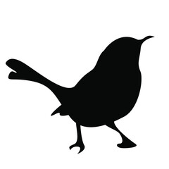 black vector isolated silhouettes of small birds on a white background