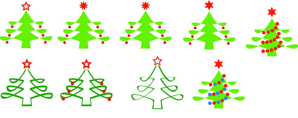Christmas tree.  New Years holiday. Decorations for Christmas. Vector icon.