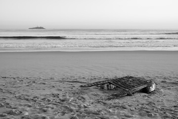 Lifeboat reaches the shore of a Santander beach after shipwreck